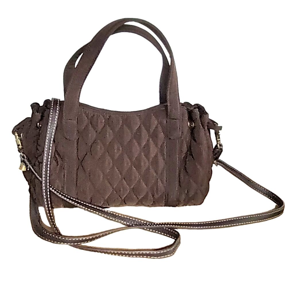 Vera Bradley - "Margie" Expresso Brown Quilted Microfiber Satchel w/ Crossbody